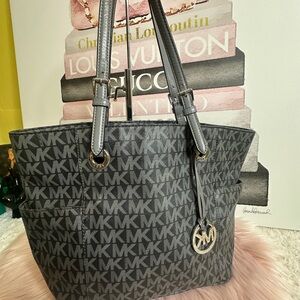 Michael Kors Black and Gray Logo Tote